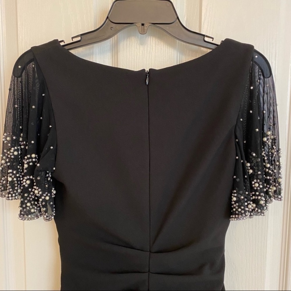 Betsy & Adam Embellished-Sleeve Sheath Dress in Black/Silver - Picture 10 of 10
